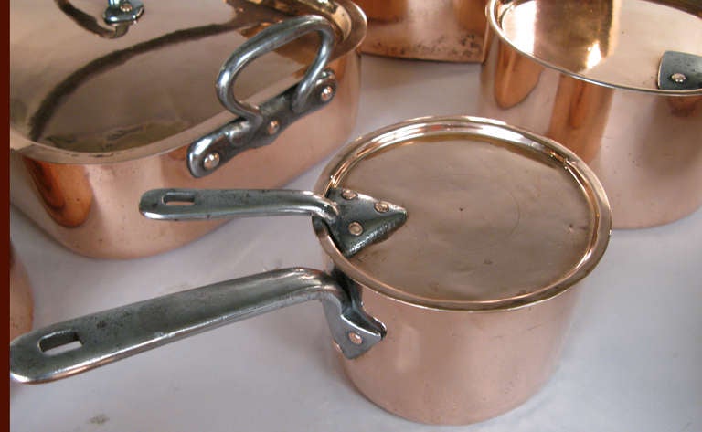 Collection of Antique French & English Copper Cookware In Excellent Condition In Hudson, NY