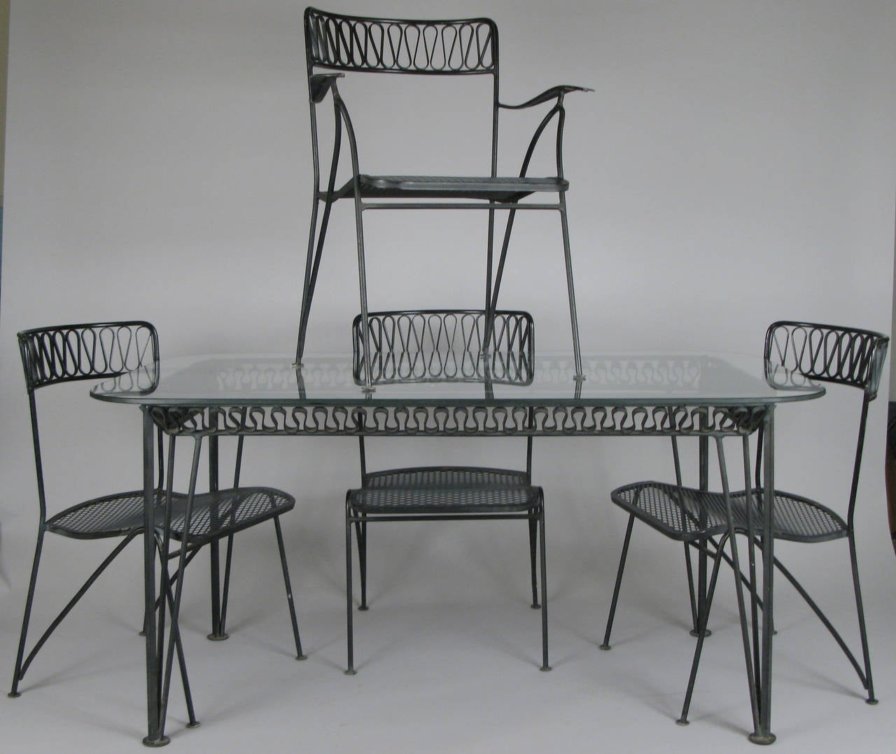 1950s Wrought Iron Dining Set by Tempestini for Salterini In Excellent Condition In Hudson, NY