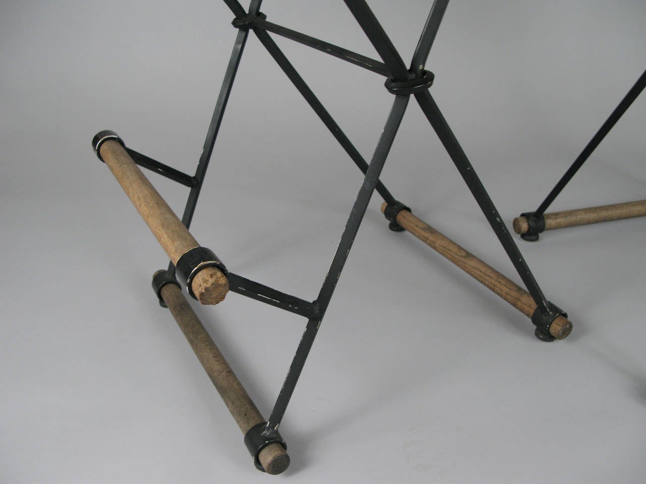 Pair of Iron Campaign Barstools by Cleo Baldon 1