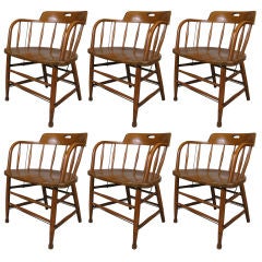 Set of Six Oak Firehouse Chairs