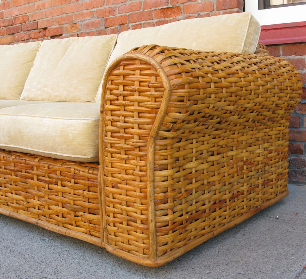Woven Rattan Sofa by Ralph Lauren In Excellent Condition In Hudson, NY