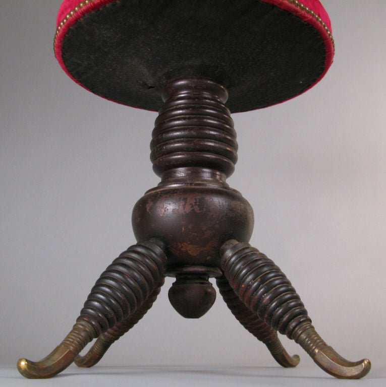 19th Century Unusual Victorian Stool with Banded Legs