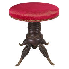 Antique Unusual Victorian Stool with Banded Legs