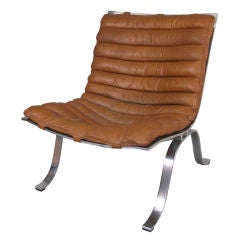 Leather & Steel Lounge Chair by Arne Norrell