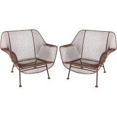 Pair of Vintage 'Sculptura' Garden Lounge Chairs by Woodard