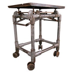 Antique Industrial Cast Iron Rolling Printers Table
