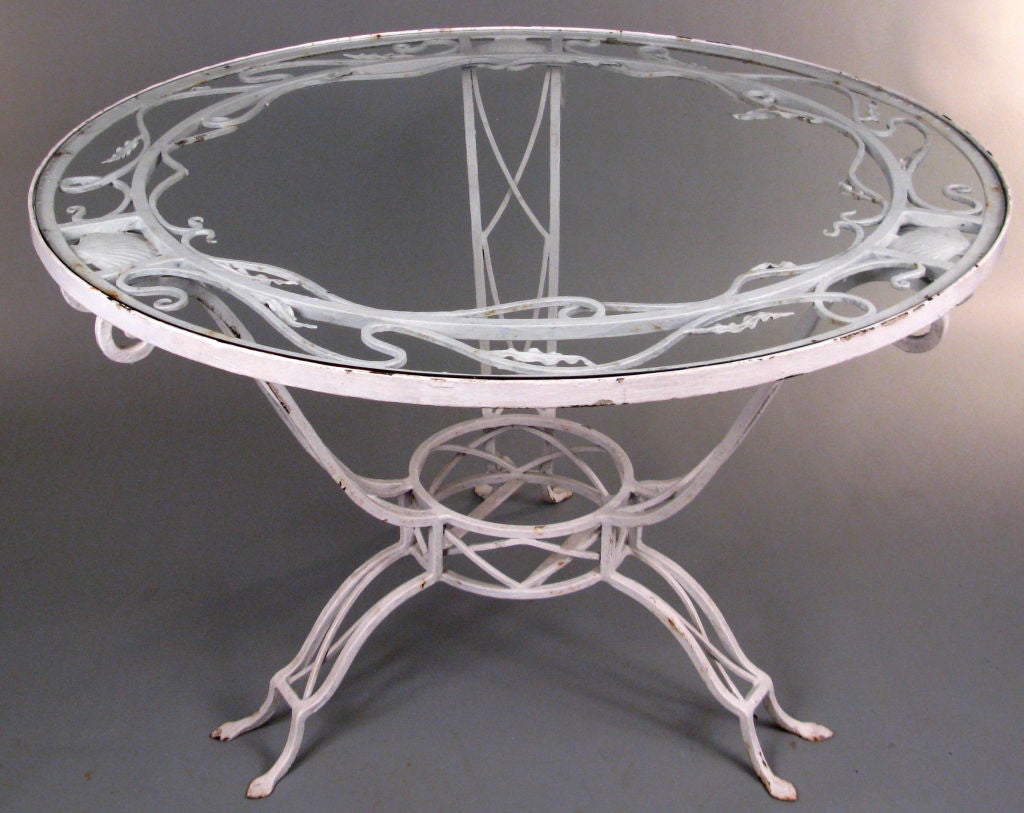 Antique Iron Garden Table with Shell Motif
