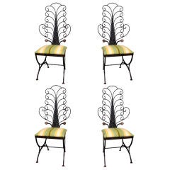Set of Four Wrought Iron Scroll Chairs