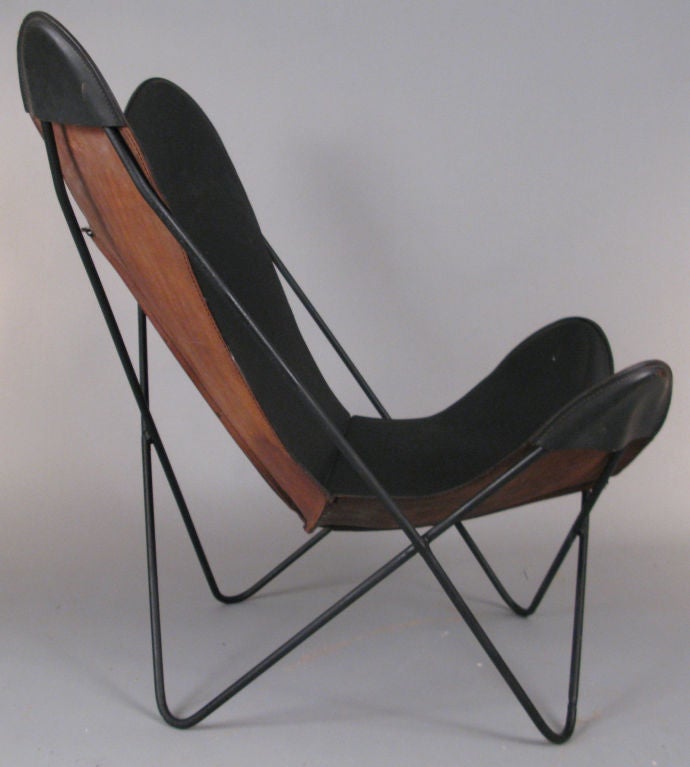 American Vintage Leather Knoll Hardoy Butterfly Lounge Chair