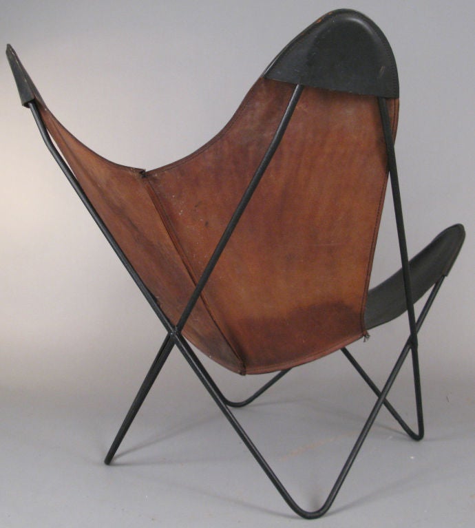 Mid-20th Century Vintage Leather Knoll Hardoy Butterfly Lounge Chair
