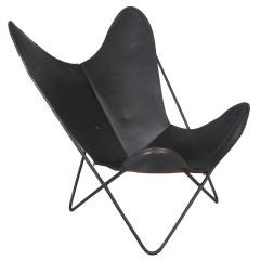 Vieille chaise longue en cuir Knoll Hardoy Butterfly