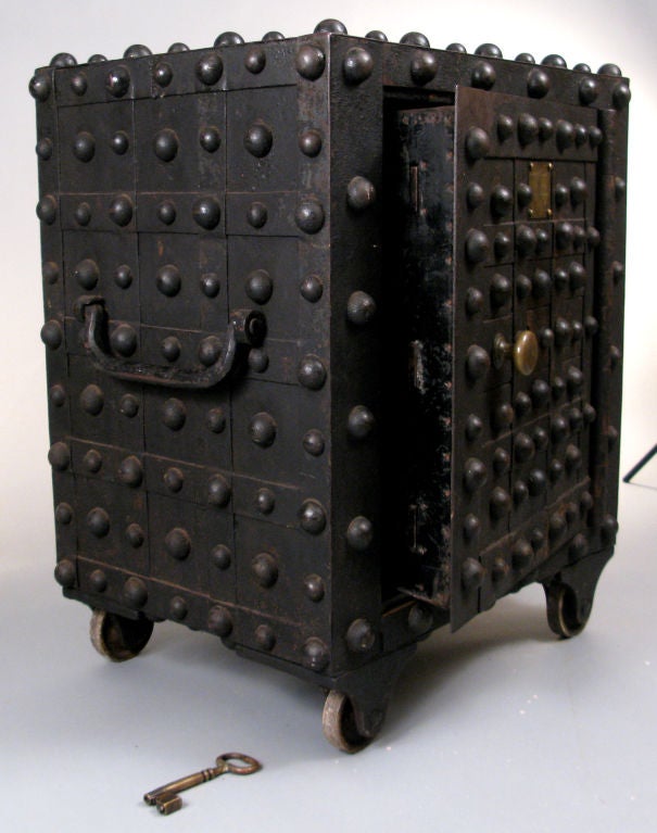 19th Century Exceptional Antique Cast Iron Hobnail Safe