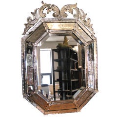 Antique Scroll Top Venetian Mirror