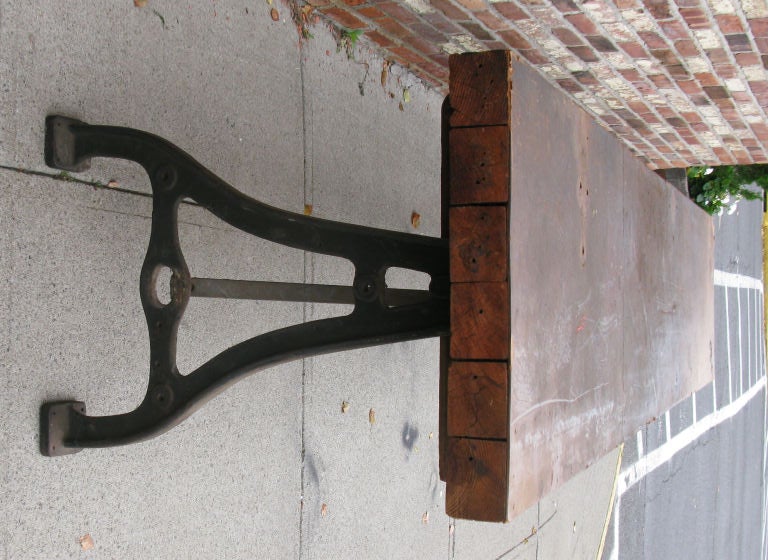 Mid-20th Century Antique Industrial Cast Iron Base Console Table