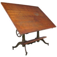 Exceptional Antique Cast Iron Adjustable Drafting Table