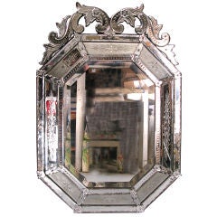 Elegant Antique Scroll Top Venetian Mirror
