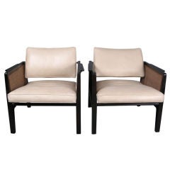 Mahogany 
Leather Lounge Chairs by Wormley for Dunbar