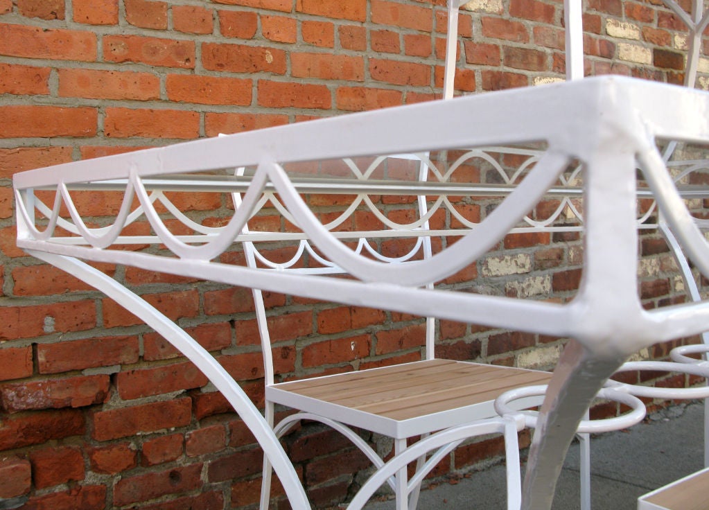 Elegant 1940s Iron Garden Table and Chairs In Excellent Condition In Hudson, NY