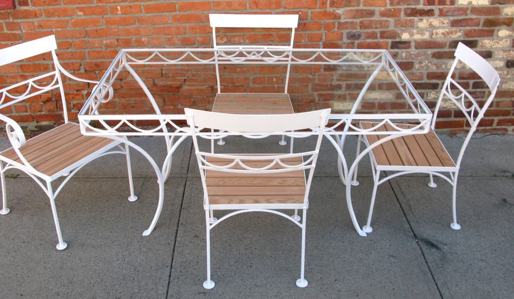 Elegant 1940s Iron Garden Table and Chairs 1