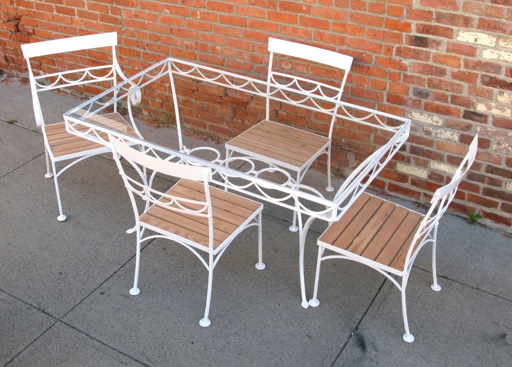 Elegant 1940s Iron Garden Table and Chairs 2