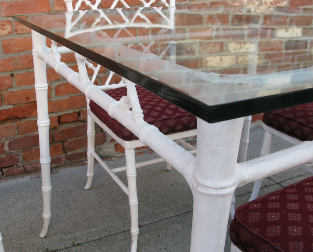 Vintage Cast Iron Bamboo Dining Table & Chairs 1