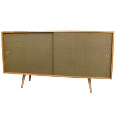 Vintage Paul McCobb Birch & Grasscloth Credenza