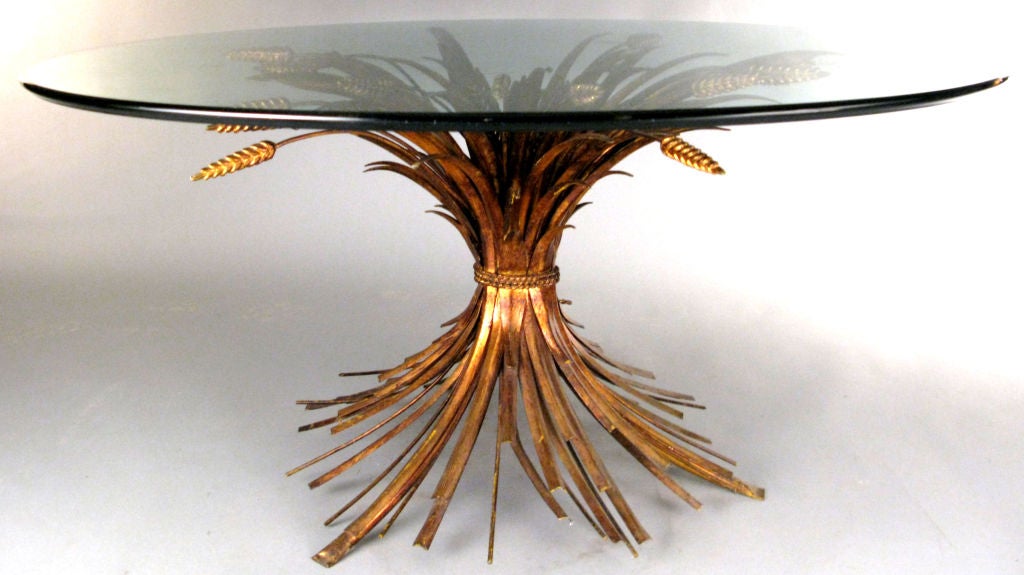 Vintage Hollywood Regency Gilt Wheat Cocktail Table