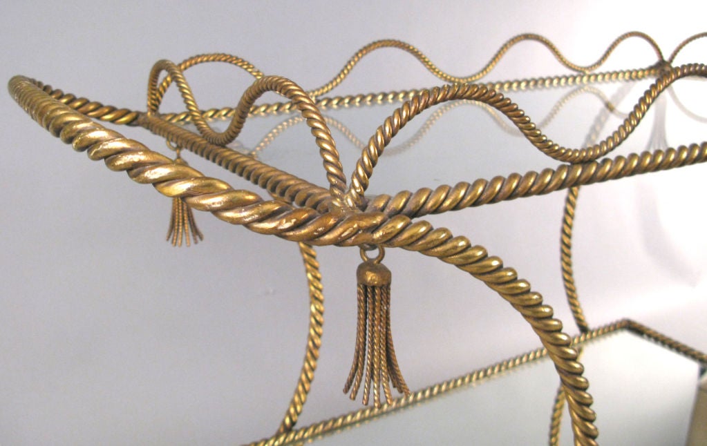 Vintage Italian Gilt Rope & Tassel Bar Cart 1