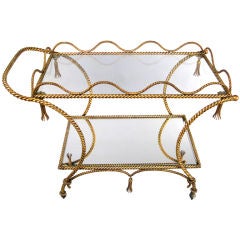 Retro Italian Gilt Rope & Tassel Bar Cart