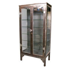 Antique Steel & Glass Apothecary Cabinet