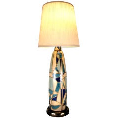 Monumental Italian Mosaic Ceramic Glazed Lamp