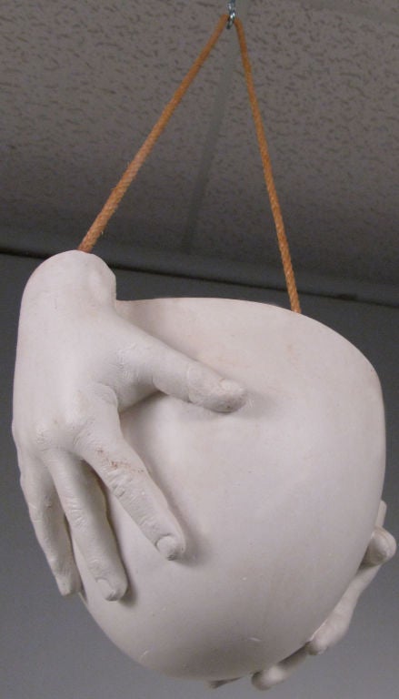 Signed Ceramic 'Hands' Hanging Bowl by Richard Etts 1974