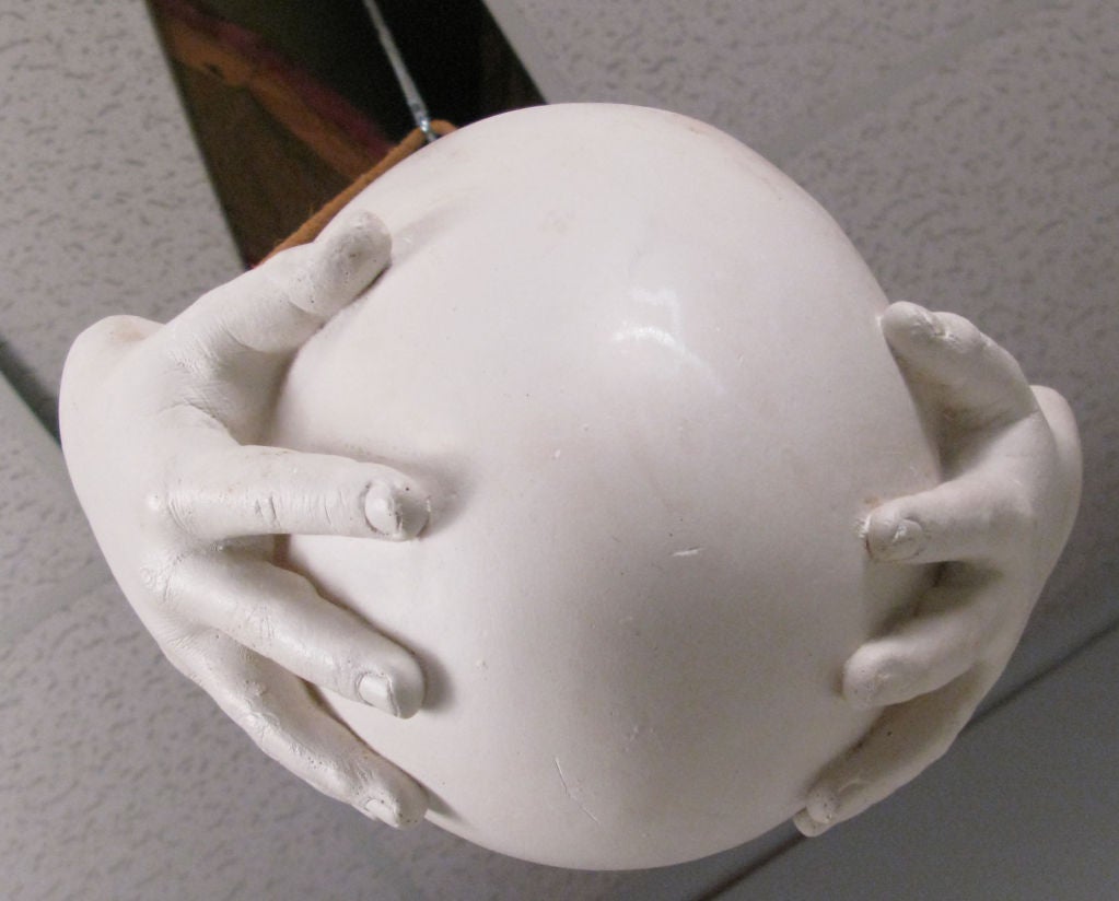 Plaster Signed Ceramic 'Hands' Hanging Bowl by Richard Etts 1974