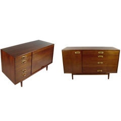 Pair of 1950's Walnut Cabinets by Jens Risom