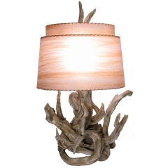 Large Antique Driftwood Table Lamp