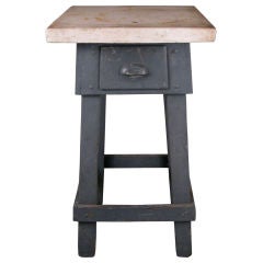 Antique Painted Grey & Marble Stand