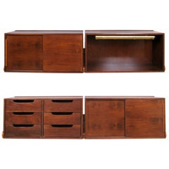 Rare Walnut Hanging Wall Cabinets by Edward Wormley for Dunbar