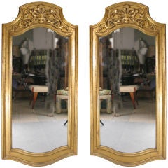 Pair of Vintage Carved and Gilded Mirrors by Francisco Hurtado
