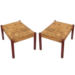 Pair of 1960's Tables in Rosewood & Cork