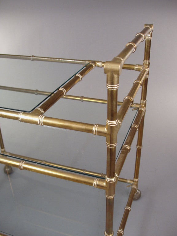 Mid-20th Century Vintage Italian Brass Bamboo Bar Cart