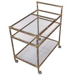 Vintage Italian Brass Bamboo Bar Cart