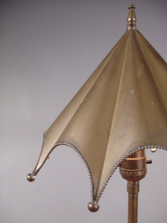 Italian Charming 1930's Brass Umbrella Lamp