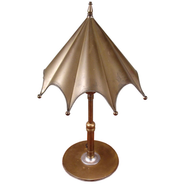 Charming 1930's Brass Umbrella Lamp