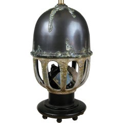 Gunmetal Glazed Ceramic and Quartz Lamp