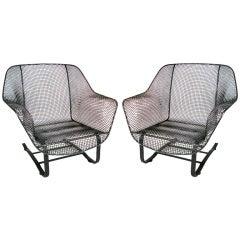 Vintage Pair of Large Sculptural Garden Lounge Chairs by Russell Woodard