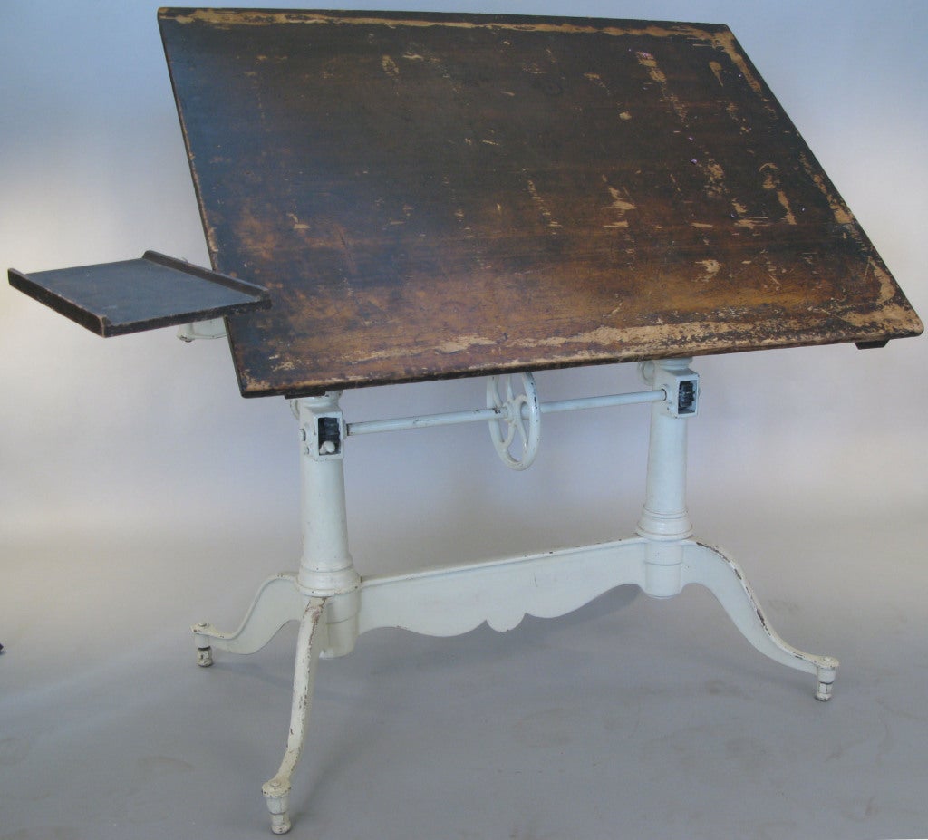 Antique Adjustable Double Pedestal Cast Iron Drafting Table at 1stdibs