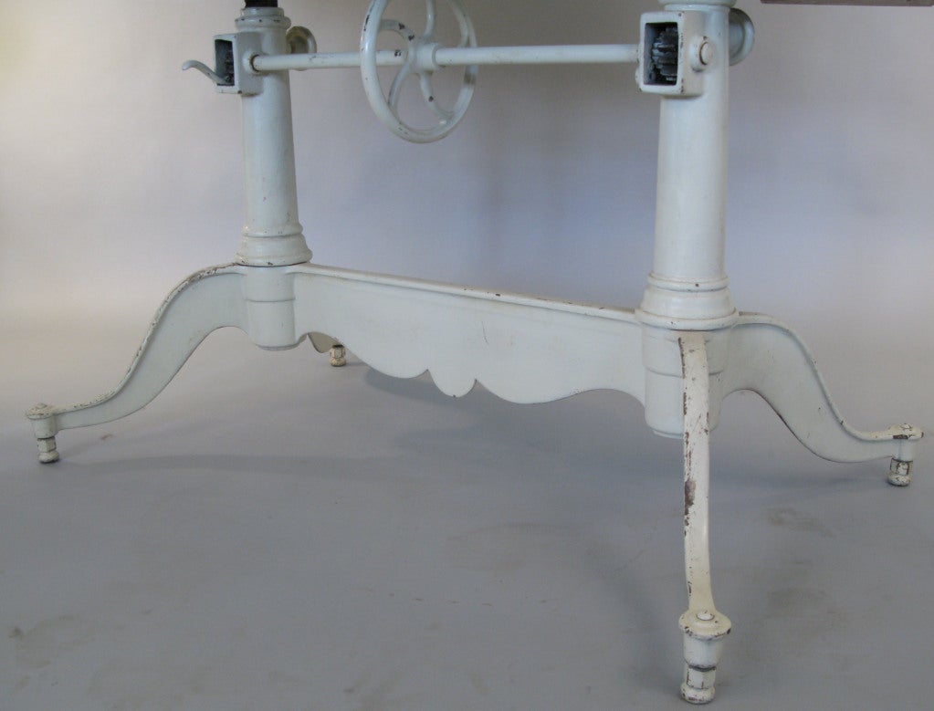 Antique Adjustable Double Pedestal Cast Iron Drafting Table 2