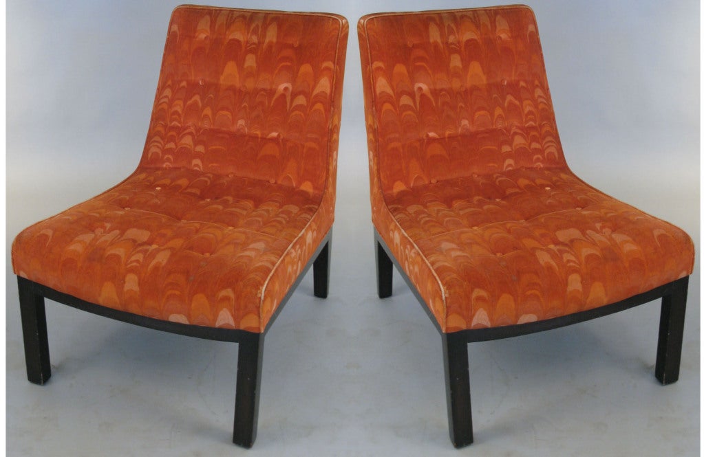 Pair of Classic Modern Slipper Lounge Chairs by Dunbar