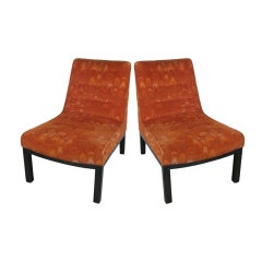 Pair of Classic Modern Slipper Lounge Chairs by Dunbar