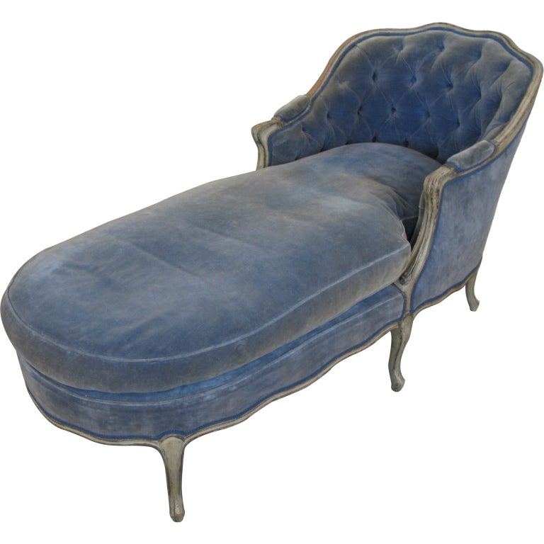 Antique French 1920's Down Filled Chaise Lounge